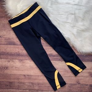 Lululemon Inspire Crop II Leggings Navy Yellow 4